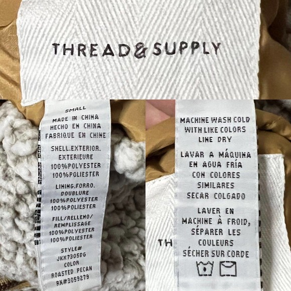 Thread & Supply Women's Tan & Sherpa Reversible Park City Vest Size S - Picture 11 of 12